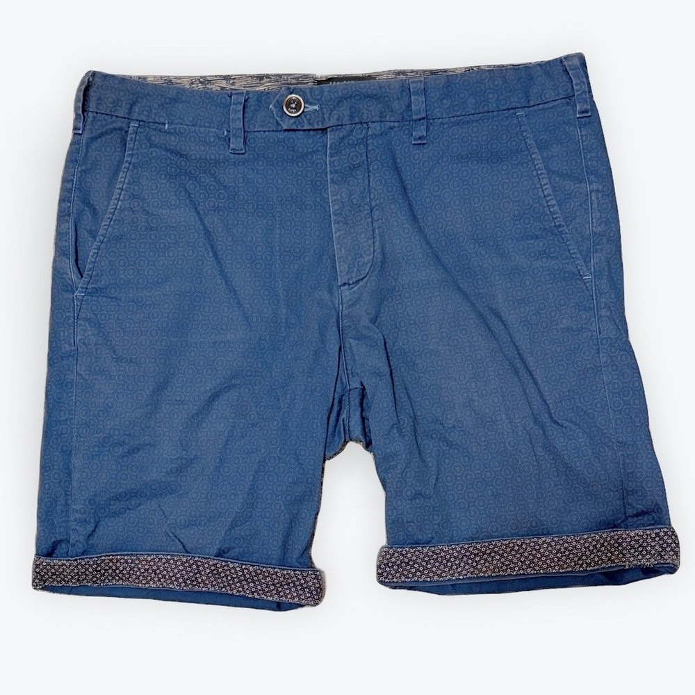 Ted Baker London Mens Blue Geometric Print Chino Shorts Size 32R TH8M GS82 AKSHO